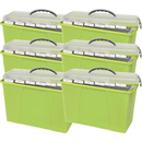 Crystalfile Carry Storage Case for Foolscap Suspension Files Clear Lid/Green Base Pack 6 8007704A (6 Pack) - SuperOffice