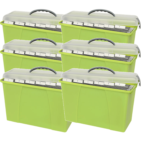 Crystalfile Carry Storage Case for Foolscap Suspension Files Clear Lid/Green Base Pack 6 8007704A (6 Pack) - SuperOffice