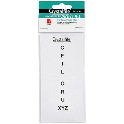 Crystalfile Indicator Tab Inserts A-Z White Pack 60 111540C - SuperOffice