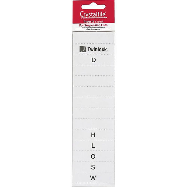 Crystalfile Inserts A-Z White Pack 60 111540 - SuperOffice