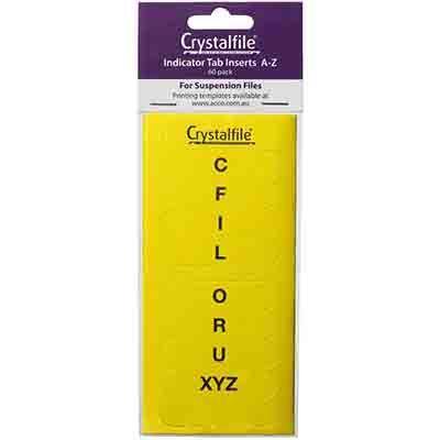 Crystalfile Inserts A-Z Yellow 111544C - SuperOffice