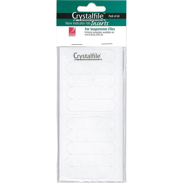 Crystalfile Rounded Inserts Blank White Pack 60 111547C - SuperOffice
