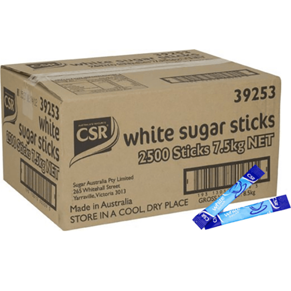 CSR White Sugar Sticks 3g Box 2500 Sachets Bulk 39253 - SuperOffice