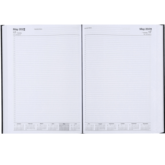 Cumberland 2023 A4 2 Pages Per Day Appointment Diary Hard Cover Leathergrain 40CBK 40CBK23 - SuperOffice