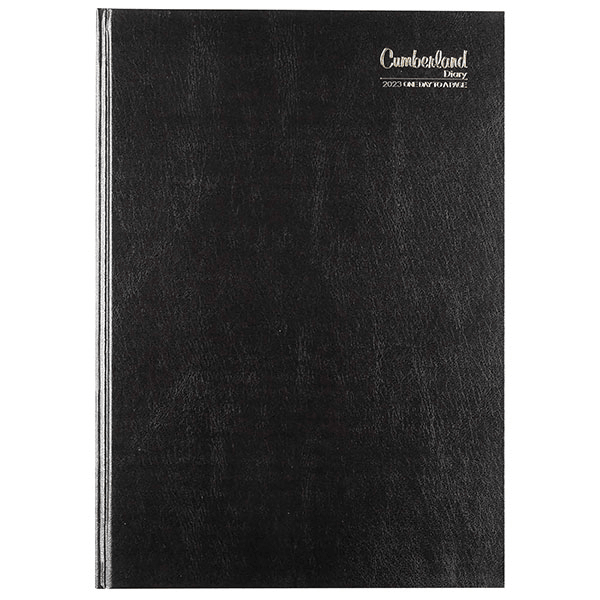 Cumberland 2023 A4 2 Pages Per Day Appointment Diary Hard Cover Leathergrain 40CBK 40CBK23 - SuperOffice