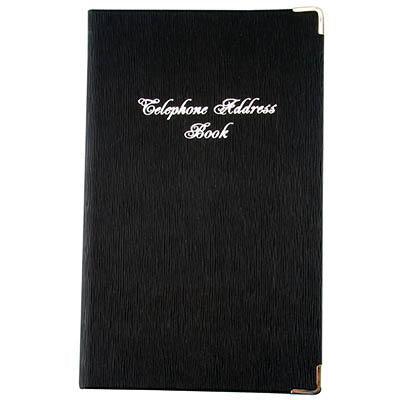 Cumberland Address Book Pu Casebound Cover With Silver Corners 203 X 127Mm Black 11025 - SuperOffice