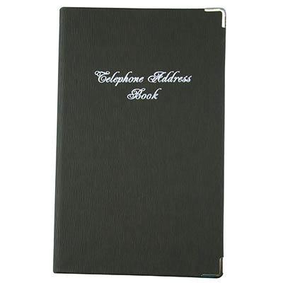 Cumberland Address Book Pu Casebound Cover With Silver Corners 203 X 127Mm Charcoal 11027 - SuperOffice