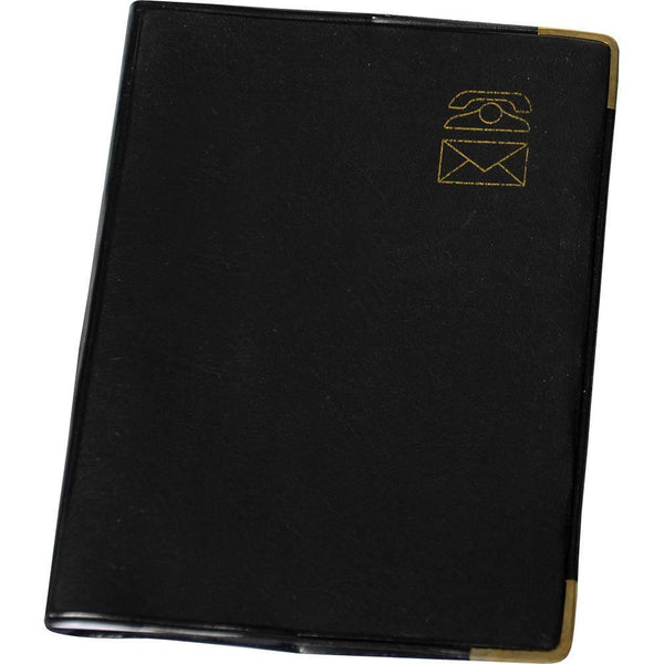 Cumberland Address Book Pvc 125 X 95Mm Black With Gold Corners FC6460PL - SuperOffice
