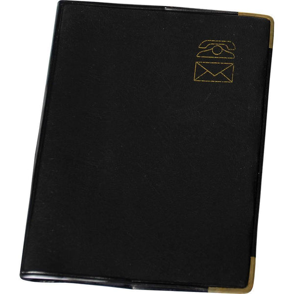 Cumberland Address Book Pvc 174 X 85Mm Black With Gold Corners FC4860PL - SuperOffice