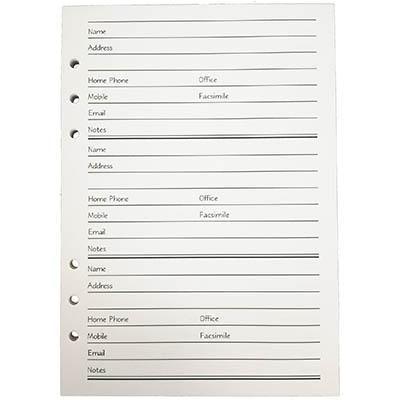 Cumberland Address Book Refill Punched For 6 Ring Binder Pack 64 Pages A5 11033 - SuperOffice