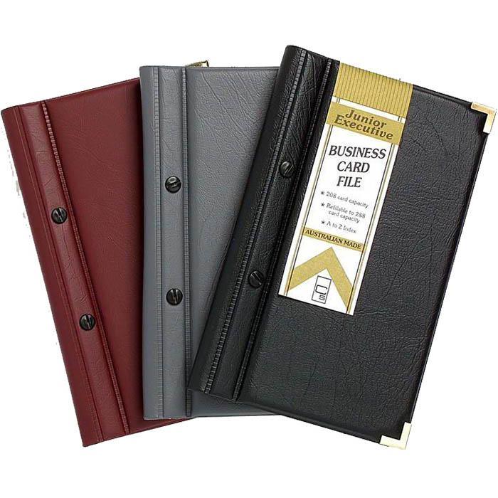 Cumberland Business Card File Junior Refillable 208 Capacity A-Z Index 252 X 146Mm Burgundy OMJBCFBG - SuperOffice