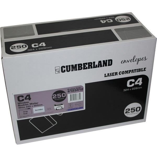 Cumberland C4 Laser Envelopes Secretive Window Pocket 90GSM Strip Seal Box 250 6123412 - SuperOffice