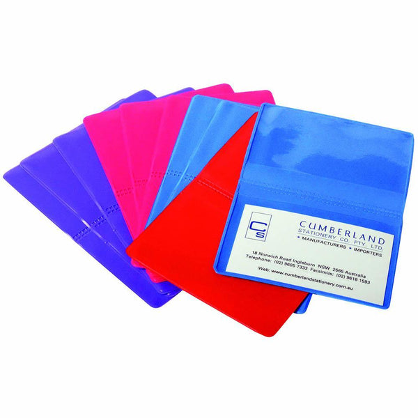 Cumberland Card Holder 2 Clear Pockets 100 X 70Mm Assorted Pack 10 723 - SuperOffice