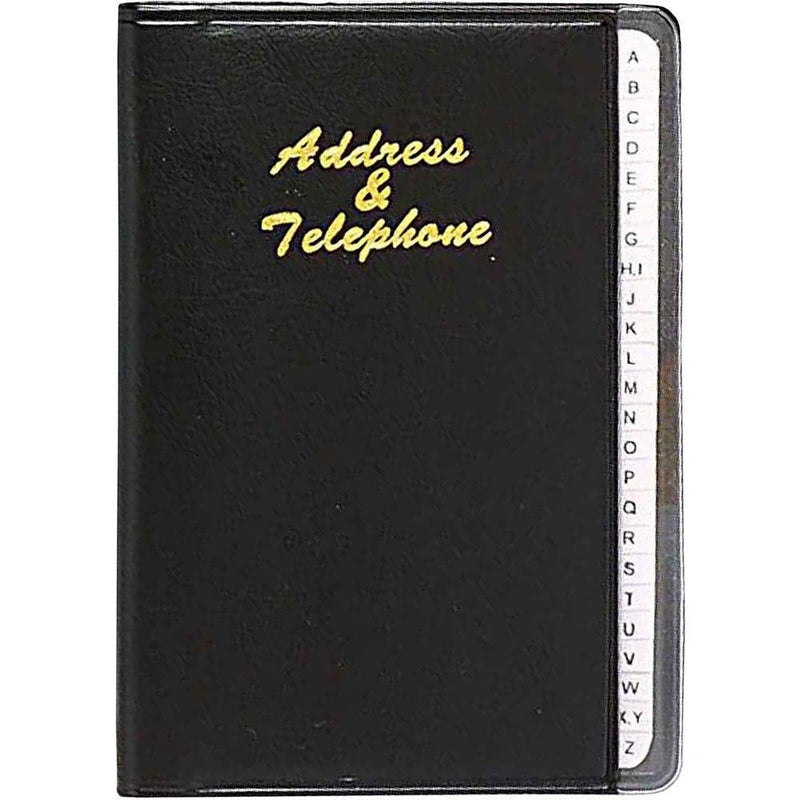 Cumberland Clearview Address Book Pvc With White Mylar Tabs 125 X 95Mm Black 741703 - SuperOffice