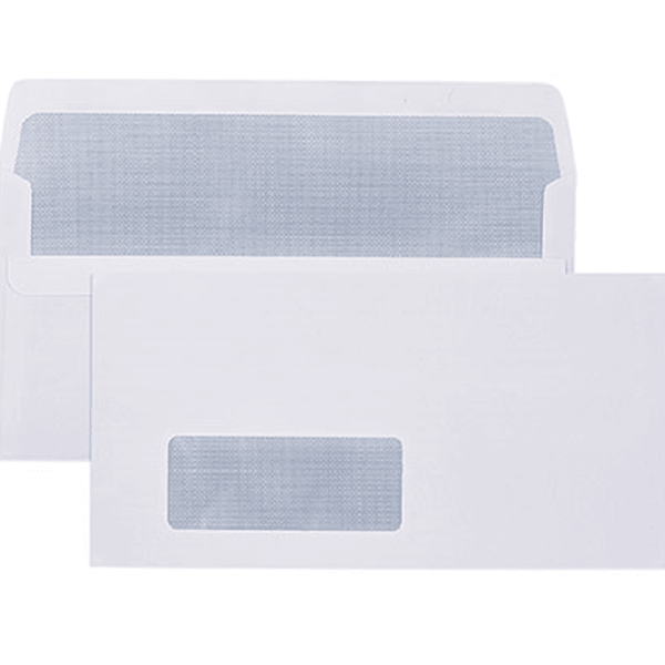 Cumberland DLX Envelopes Window Secretive Self Seal 80GSM 120x235mm White Box 500 605215 - SuperOffice