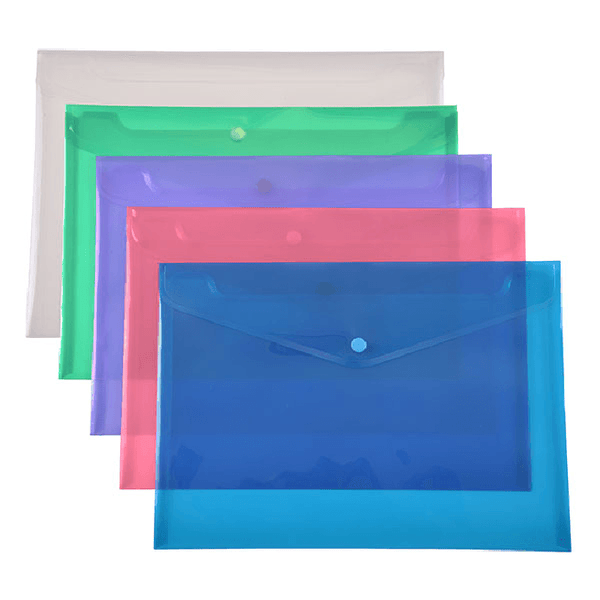 Cumberland Durable Document Wallet Stud Closure A4 Assorted Pack 10 7172 (Pack 10) - SuperOffice