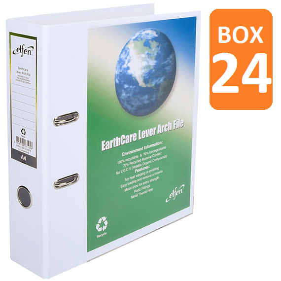 Cumberland Earthcare Recycled Insert Lever Arch File Folder A4 65mm White Box 24 Bulk IB813LAWH (Box 24) - SuperOffice