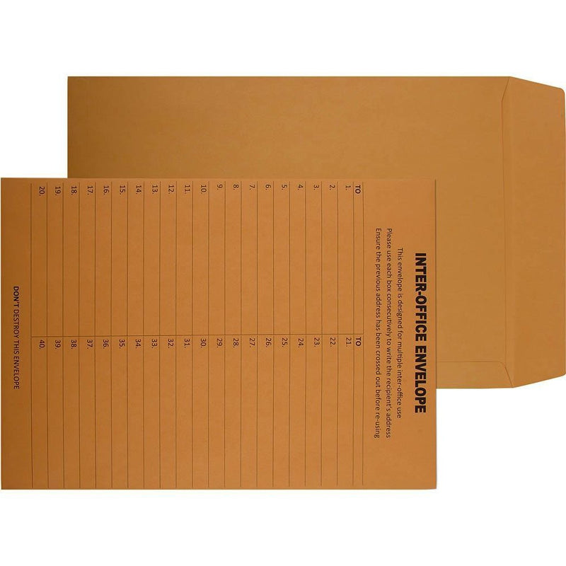 Cumberland Envelopes Interoffice Ungummed Pocket 100GSM 324x229mm Gold Box 250 612429 - SuperOffice