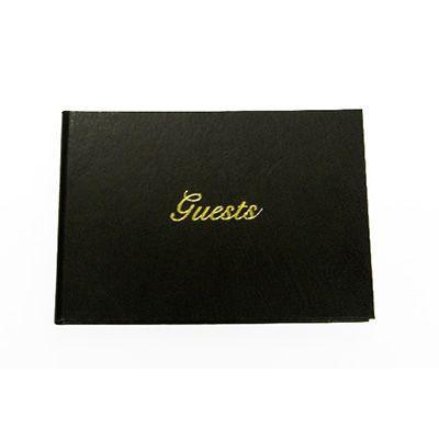 Cumberland Guest Book Casebound With Gold Print Leathergrain A6 Black 510139 - SuperOffice