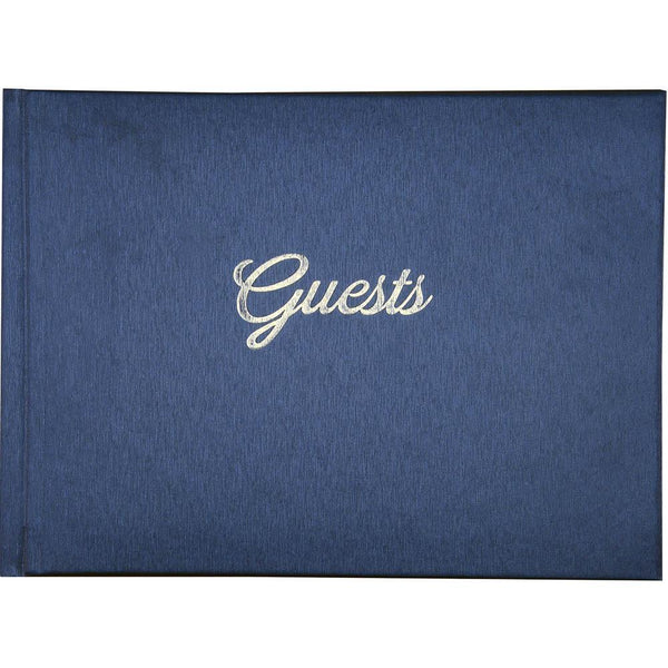 Cumberland Guest Book Pu With Silver Foil Print 265 X 195Mm 112 Pages Dark Blue 11007 - SuperOffice