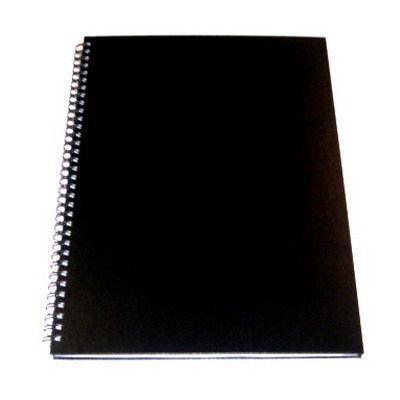 Cumberland Leathergrain Notebook Spiral Bound Feint Ruled 100 Leaf A7 Black 519128 - SuperOffice