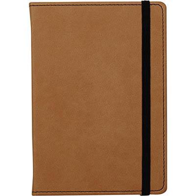 Cumberland Notebook Embossed Pu Cover With Elastic Closure 72 Leaf A6 Tan 3015 - SuperOffice