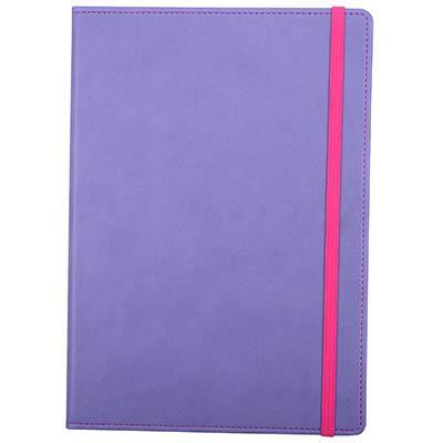 Cumberland Notebook Pu Cover With Elastic Closure 72 Leaf A5 Purple 3020 - SuperOffice