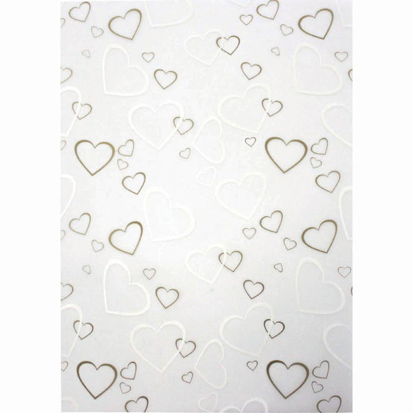 Cumberland Printed Paper Tiffany Hearts Design A4 Gold/White Pack 10 8129 - SuperOffice