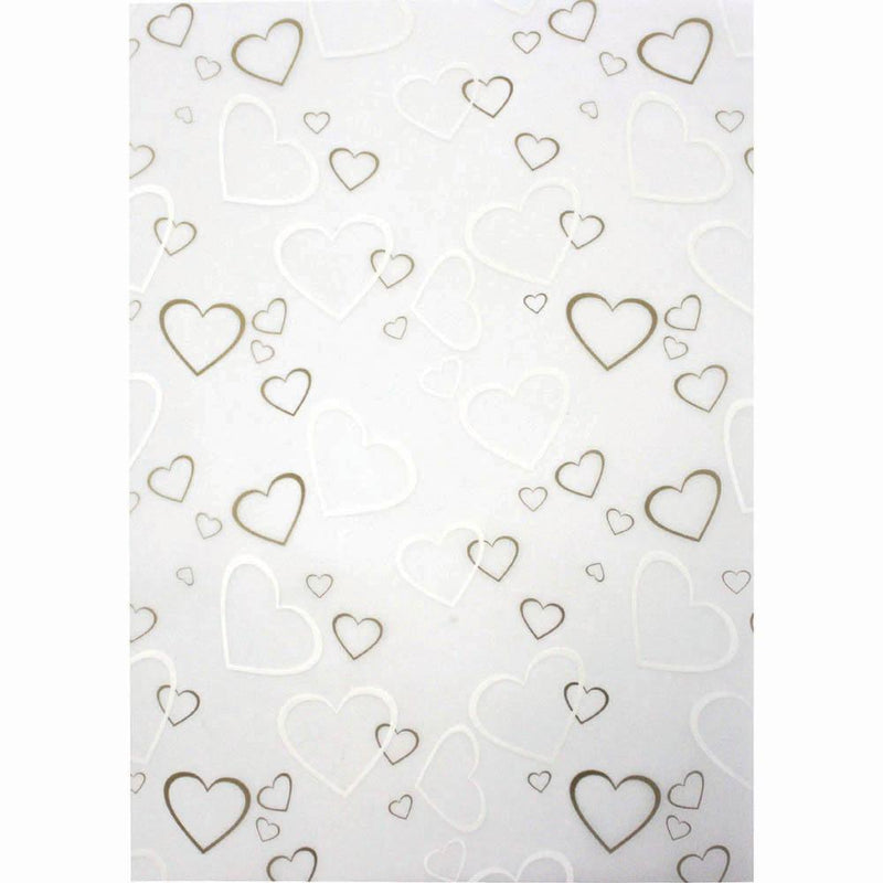 Cumberland Printed Paper Tiffany Hearts Design A4 Gold/White Pack 10 8129 - SuperOffice