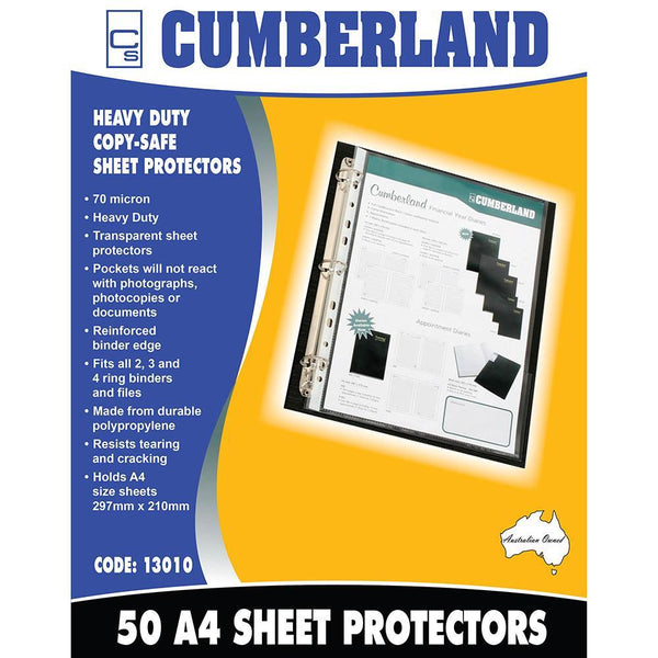 Cumberland Sheet Protector Copy Safe 70 Micron A4 Clear Box 50 13010 - SuperOffice