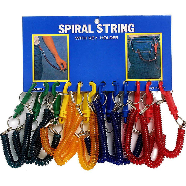 Cumberland Spiral Key Chain Plastic Assorted Pack 12 FL1873 - SuperOffice