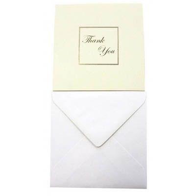 Cumberland Thank-You Card And Envelope Square Cream With Squared Foiled Gold Border Pack 10 8117 - SuperOffice