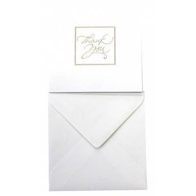 Cumberland Thank-You Card And Envelope Square White With Squared Foiled Gold Border Pack 10 8115 - SuperOffice