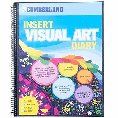 Cumberland Visual Art Diary With Insert Cover Single Spiral 11 X 14 Inch Black 3007 - SuperOffice