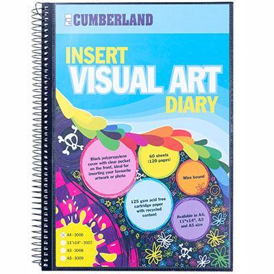 Cumberland Visual Art Diary With Insert Cover Single Spiral A4 Black 3006 - SuperOffice