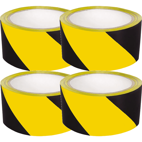 Cumberland Warning Safety Hazard Tape 48mx45m Yellow/Black Pack 4 Rolls 7216 (4 Pack) - SuperOffice