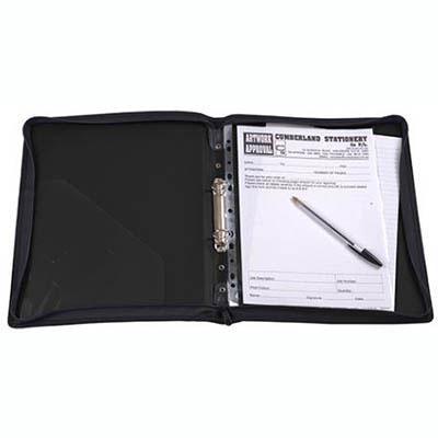 Cumberland Zippered Binder With Handle 2R 25Mm A4 Black 7171 - SuperOffice