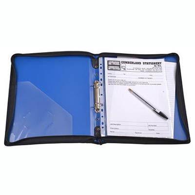 Cumberland Zippered Binder With Handle 2R 25Mm A4 Blue 7181 - SuperOffice