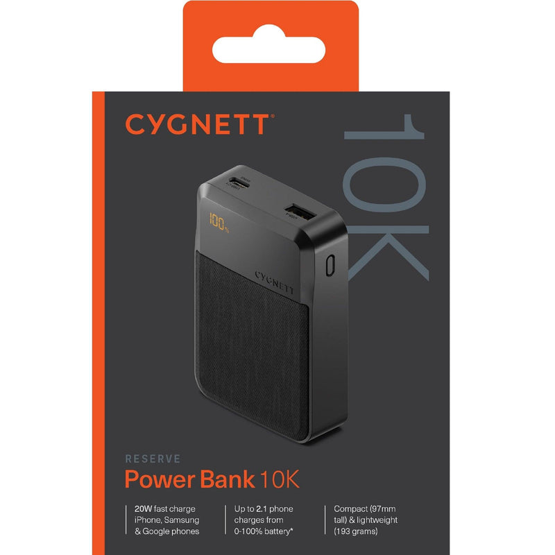 Cygnett ChargeUp Reserve Gen3 10K Power Bank Charger 10,000mAh CY4764PBCHE - SuperOffice