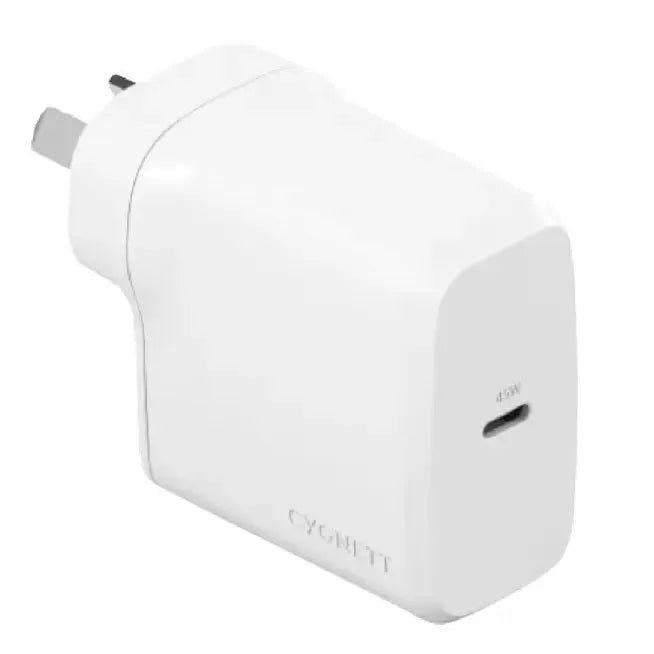 Cygnett PowerPlus 45W GaN USB-C Fast Wall Charger Plug Adapter iPhone Android Samsung CY4738PDWCH - SuperOffice