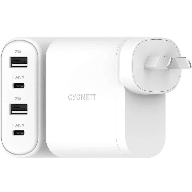 Cygnett Powerplus 45W USB/USB-C Quad AC Wall Charger CY3675PDWLCH - SuperOffice
