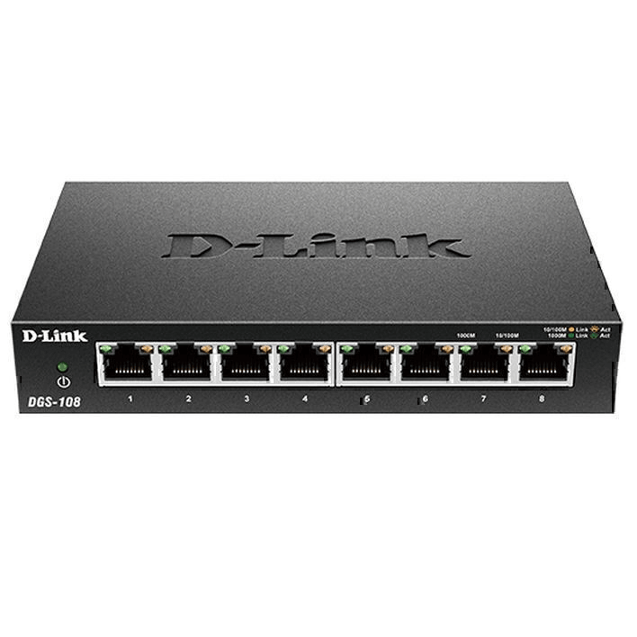 D-Link 8-Port Gigabit Desktop Switch Metal Housing DGS-108 - SuperOffice