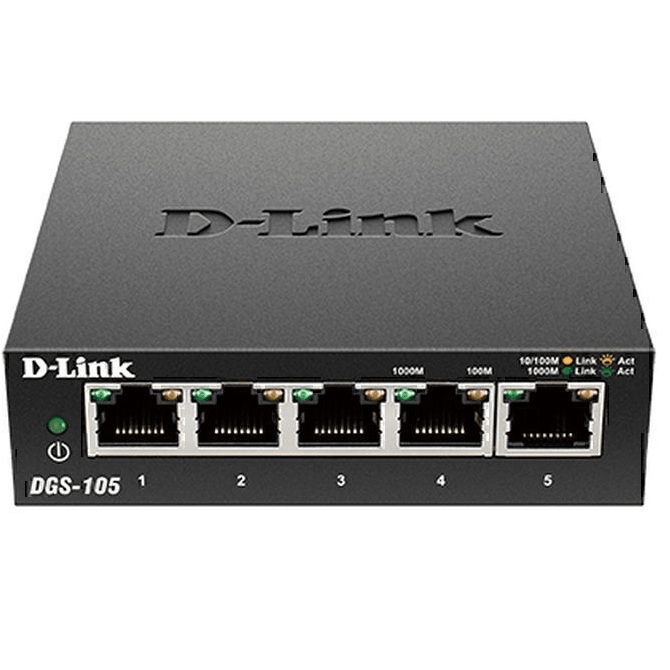 D-Link DGS-105 5-Port Gigabit Desktop Switch Metal Housing DGS-105 - SuperOffice
