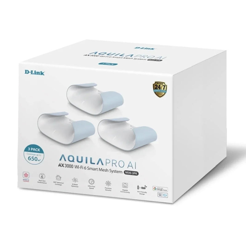 D-Link M30 AQUILA PRO AI AX3000 Wi-Fi 6 Smart Mesh Router Internet 3-Pack M30-3PK - SuperOffice