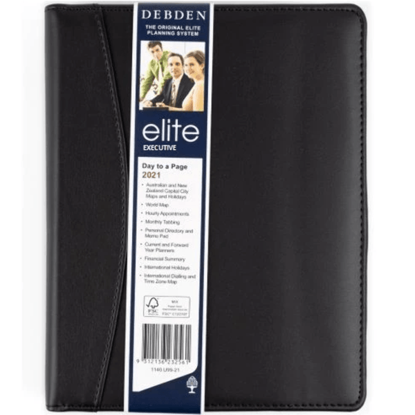 Debden 2021 Elite Executive Diary Day To Page 1 Hour Black Quarto A4 OW1100.U99-21 - SuperOffice