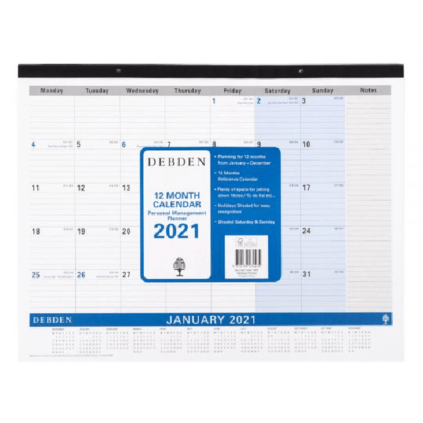 Debden 2021 Table Desk Planner Month To View 440x560mm 3901.C59-21 - SuperOffice