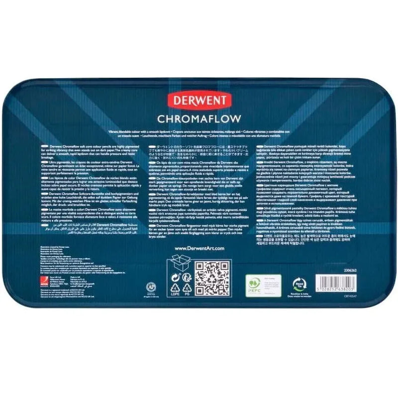 Derwent 100 ChromaFlow Coloured Artists Pencils Tin Set Professional 2306262 - SuperOffice