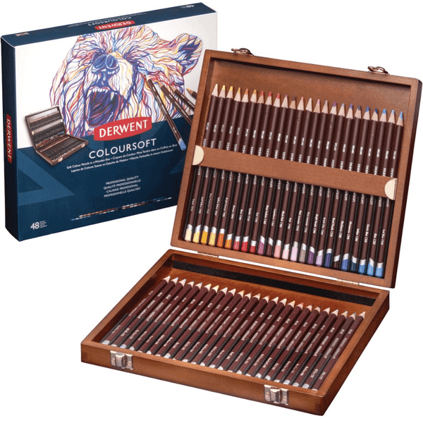 Derwent 48 Coloursoft Colour Pencils Wooden Set Box 2301660 - SuperOffice