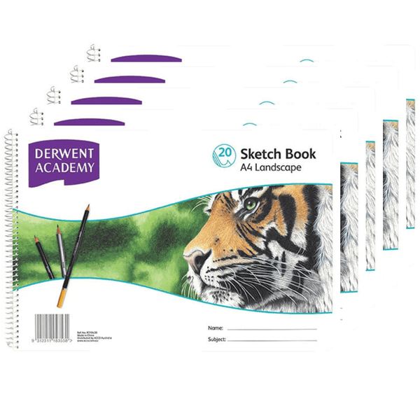 Derwent Academy Artist Sketch Book Landscape A4 20 Sheets 5 Pack R310430 (5 Pack) - SuperOffice