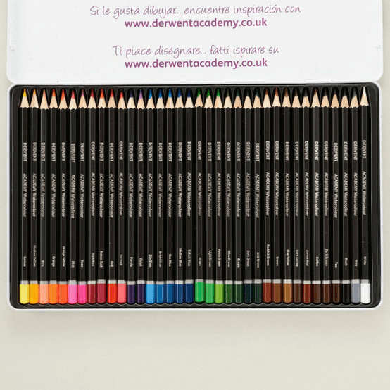 Derwent Academy Coloured Pencils Watercolour Tin 36 Set 2300226 - SuperOffice